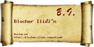 Blocher Ilián névjegykártya